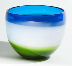 VINTAGE BLUE WHITE AND GREEN MURANO GLASS BOWL - 3082990
