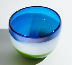 VINTAGE BLUE WHITE AND GREEN MURANO GLASS BOWL - 3082992