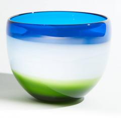 VINTAGE BLUE WHITE AND GREEN MURANO GLASS BOWL - 3083002