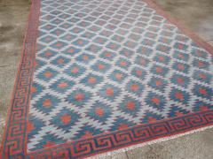 VINTAGE INDIAN FLATWEAVE DHURRIE LONG ROOM SIZE CARPET - 3079823