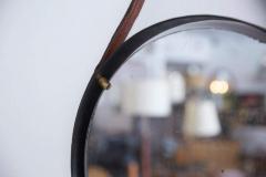 VINTAGE ITALIAN FLOATING IRON AND LEATHER MIRROR - 1570307