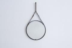 VINTAGE ITALIAN FLOATING IRON AND LEATHER MIRROR - 1570312
