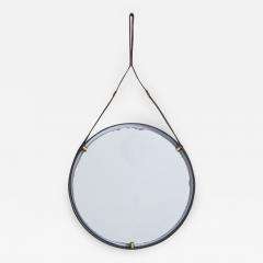 VINTAGE ITALIAN FLOATING IRON AND LEATHER MIRROR - 1572716