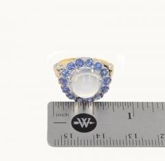 VINTAGE MOONSTONE AND SAPPHIRE 14K GOLD CLUSTER RING - 2881623