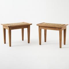 VINTAGE PAIR OF CERUSED OAK STOOLS WITH ROPE SEATS - 4345463