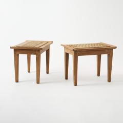 VINTAGE PAIR OF CERUSED OAK STOOLS WITH ROPE SEATS - 4345465