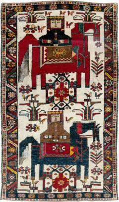 VINTAGE PERSIAN BAKHTIARI PICTORIAL ACCENT RUG - 2372490