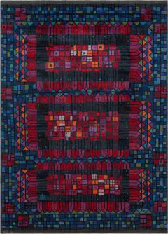VINTAGE SWEDISH BLUE PURPLE RED PILE RUG BY KERSTIN EKENGREN - 2442770