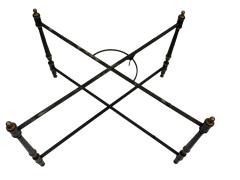 VINTAGE TOLE BLACK GOLD CHINOISERIE TRAY TABLE WITH X STRETCHER BASE - 4646055