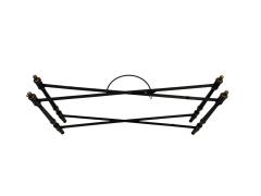 VINTAGE TOLE BLACK GOLD CHINOISERIE TRAY TABLE WITH X STRETCHER BASE - 4646066