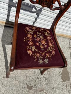 VIntage Regency Style Mahogany Side Chair with Needlepoint Fabric - 4406824