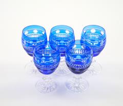 Val Saint Lambert Cobalt Blue Crystal Wine Water Glasses Service For 9 People - 4795509