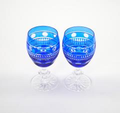 Val Saint Lambert Cobalt Blue Crystal Wine Water Glasses Service For 9 People - 4795511