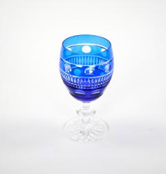Val Saint Lambert Cobalt Blue Crystal Wine Water Glasses Service For 9 People - 4795512