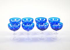Val Saint Lambert Cobalt Crystal Champagne Coupe Glass Service For 8 People - 4795470
