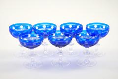 Val Saint Lambert Cobalt Crystal Champagne Coupe Glass Service For 8 People - 4795471