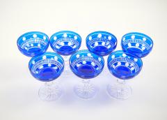 Val Saint Lambert Cobalt Crystal Champagne Coupe Glass Service For 8 People - 4795473