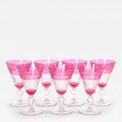 Val Saint Lambert Ruby Cut Crystal Champagne Coupe Service 7 People - 3890625