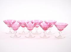 Val Saint Lambert Ruby Cut Crystal Cocktail Coupe Service For 8 People - 3886060