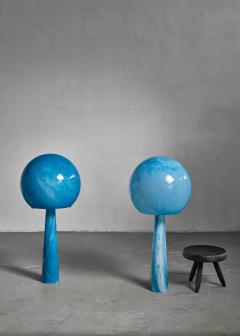 Val St Lambert Extraordinary Pair of large blue glass Val Saint Lambert console lamps 1960s - 789392