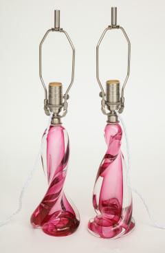 Val St Lambert Val St Lambert Pink Clear Crystal Lamps - 774443