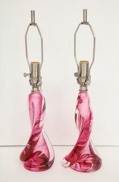 Val St Lambert Val St Lambert Pink Clear Crystal Lamps - 774445