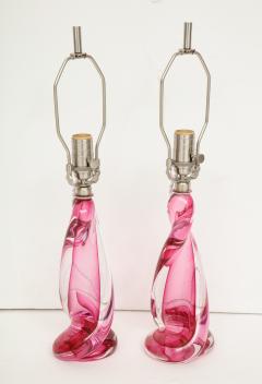 Val St Lambert Val St Lambert Pink Clear Crystal Lamps - 774446