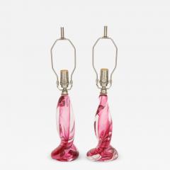 Val St Lambert Val St Lambert Pink Clear Crystal Lamps - 788227