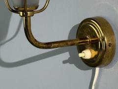 Valinte Oy Wall Lights Polished Brass Frosted Glass Rattan Finland 1950s - 4469290