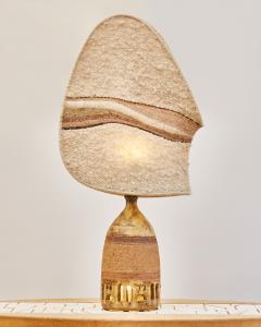 Vallauris Ceramic Table Lamp with Tall Wool Shade - 2483773