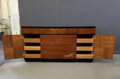Vanleigh Furniture 1940s Art Deco Vanleigh Walnut Server with Inlaid Flowers and Burl Accents - 3821151