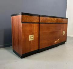 Vanleigh Furniture 1940s Art Deco Vanleigh Walnut Server with Inlaid Flowers and Burl Accents - 3821160