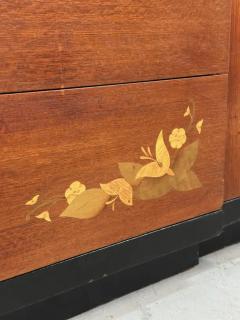 Vanleigh Furniture 1940s Art Deco Vanleigh Walnut Server with Inlaid Flowers and Burl Accents - 3821161