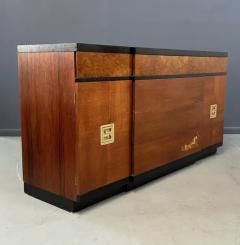 Vanleigh Furniture 1940s Art Deco Vanleigh Walnut Server with Inlaid Flowers and Burl Accents - 3821172