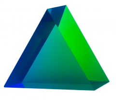 Vasa Velizar Mihich Vasa Mihich Op Art Acrylic Lucite Pyramid Table Sculpture in Blue Green - 2721255