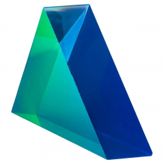 Vasa Velizar Mihich Vasa Mihich Op Art Acrylic Lucite Pyramid Table Sculpture in Blue Green - 2721262