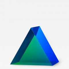 Vasa Velizar Mihich Vasa Mihich Op Art Acrylic Lucite Pyramid Table Sculpture in Blue Green - 2724788