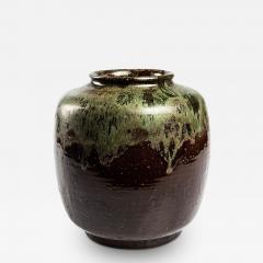 Vase in Gloss Brown and Silvery Green Glazing by Gefle Studio - 3506066