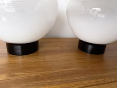 VeArt Pair of Murano Glass and Black Lacquered Metal Lamps by VeArt Italy 1970s - 2868891