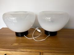 VeArt Pair of Murano Glass and Black Lacquered Metal Lamps by VeArt Italy 1970s - 2868895