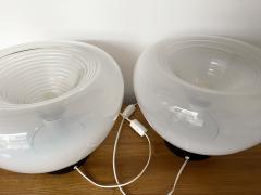 VeArt Pair of Murano Glass and Black Lacquered Metal Lamps by VeArt Italy 1970s - 2868896