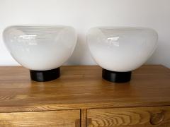 VeArt Pair of Murano Glass and Black Lacquered Metal Lamps by VeArt Italy 1970s - 2868898