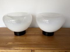 VeArt Pair of Murano Glass and Black Lacquered Metal Lamps by VeArt Italy 1970s - 2868899