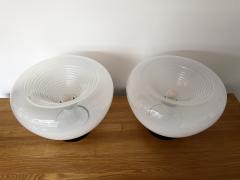 VeArt Pair of Murano Glass and Black Lacquered Metal Lamps by VeArt Italy 1970s - 2868900