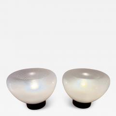 VeArt Pair of Murano Glass and Black Lacquered Metal Lamps by VeArt Italy 1970s - 2879451