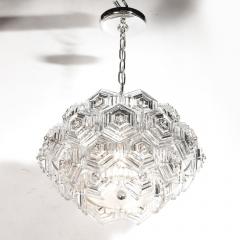 Veb Ebersbach Mid Century Hexagonal Prism Frosted Glass Diffuser Chandelier by Veb Ebersbach - 4438433