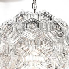 Veb Ebersbach Mid Century Hexagonal Prism Frosted Glass Diffuser Chandelier by Veb Ebersbach - 4438435