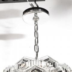 Veb Ebersbach Mid Century Hexagonal Prism Frosted Glass Diffuser Chandelier by Veb Ebersbach - 4438437
