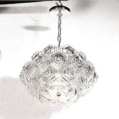 Veb Ebersbach Mid Century Hexagonal Prism Frosted Glass Diffuser Chandelier by Veb Ebersbach - 4438440