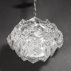 Veb Ebersbach Mid Century Hexagonal Prism Frosted Glass Diffuser Chandelier by Veb Ebersbach - 4438441